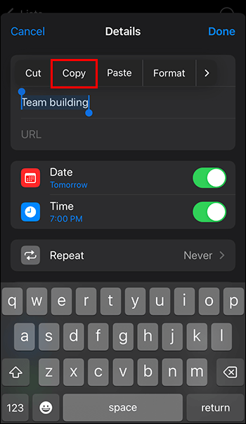Reminders-3 كيفية جدولة إرسال رسالة نصية في IMessage