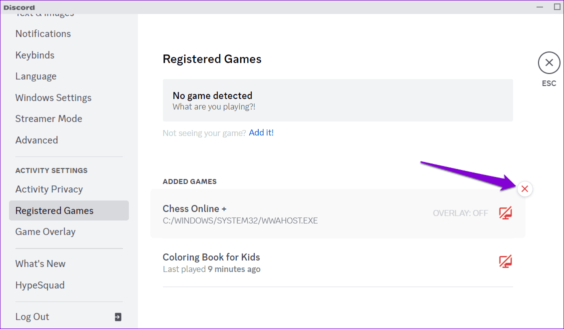 Remove-Added-Game-on-Discord-1 أفضل 6 طرق لإصلاح عدم اكتشاف Discord للألعاب على Windows