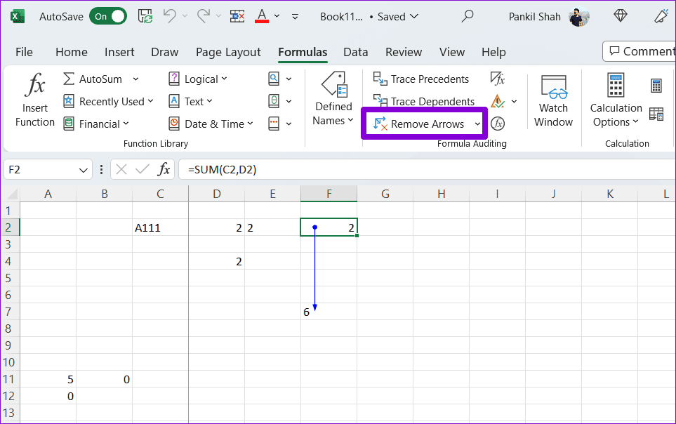 Remove-Arrows-in-Excel أفضل 7 طرق لإصلاح عدم عمل الصيغ في Microsoft Excel على Windows
