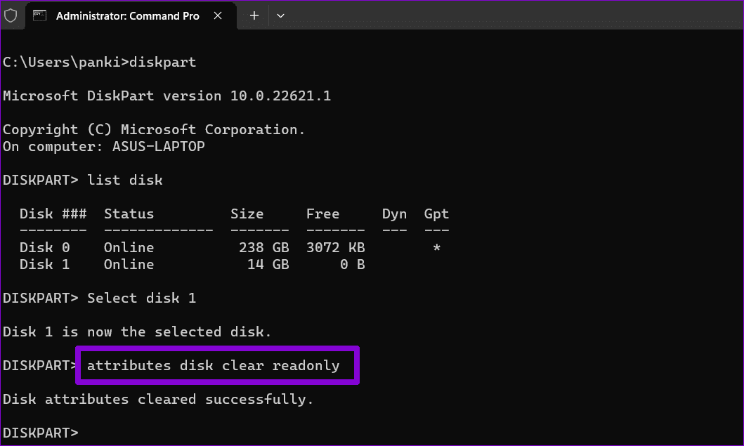 Remove-Write-Protection-Using-Command-Prompt أفضل 3 طرق لإزالة الحماية ضد الكتابة من محركات أقراص USB وبطاقات SD على Windows 11