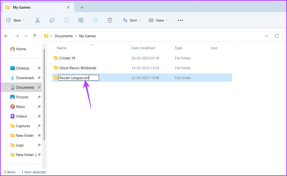 Renaming-folder أفضل 5 طرق لإصلاح عدم بدء تشغيل Rocket League في Windows 11