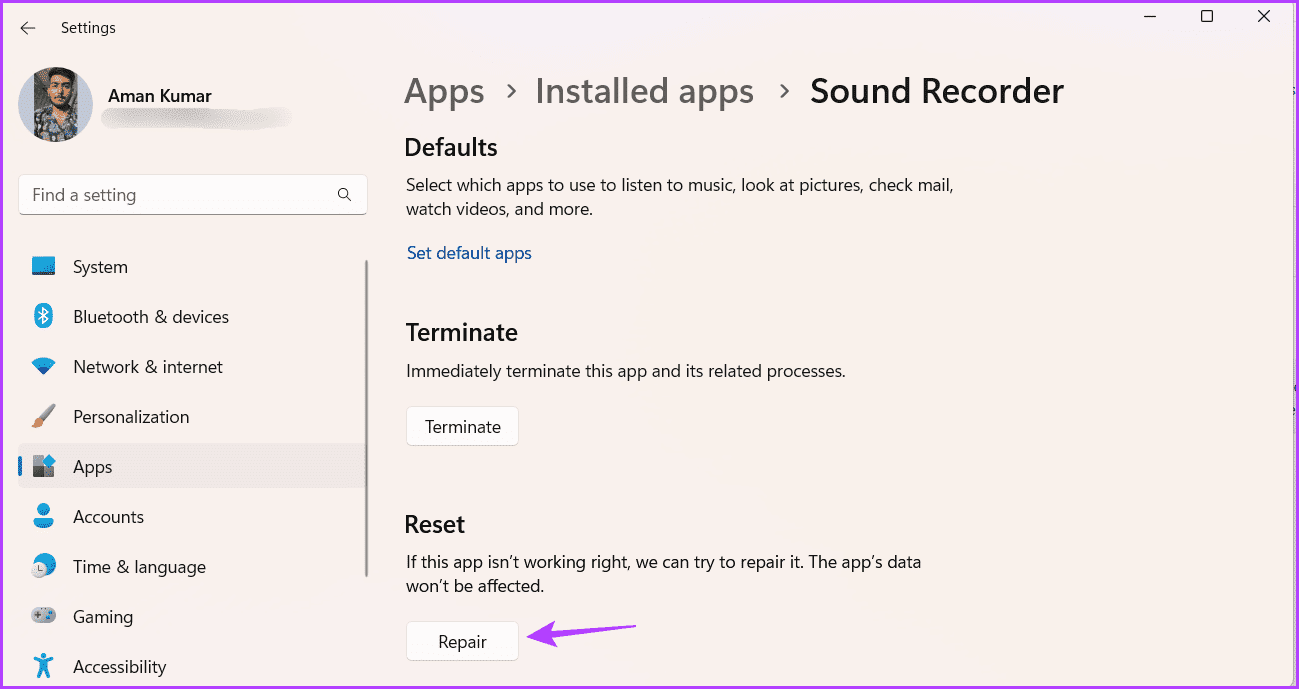 Repair-1 أفضل 5 طرق لإصلاح عدم عمل مسجل الصوت على Windows 11