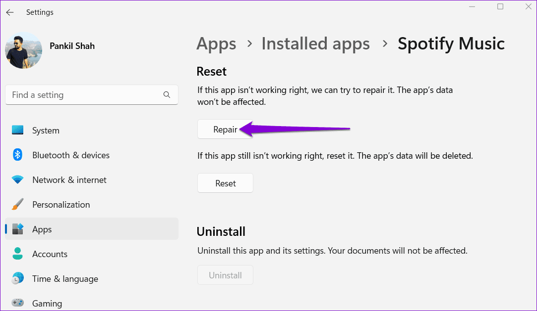 Repair-the-Spotify-App-on-Windows أفضل 6 طرق لإصلاح خطأ "قد يحظر جدار الحماية Spotify" على Windows