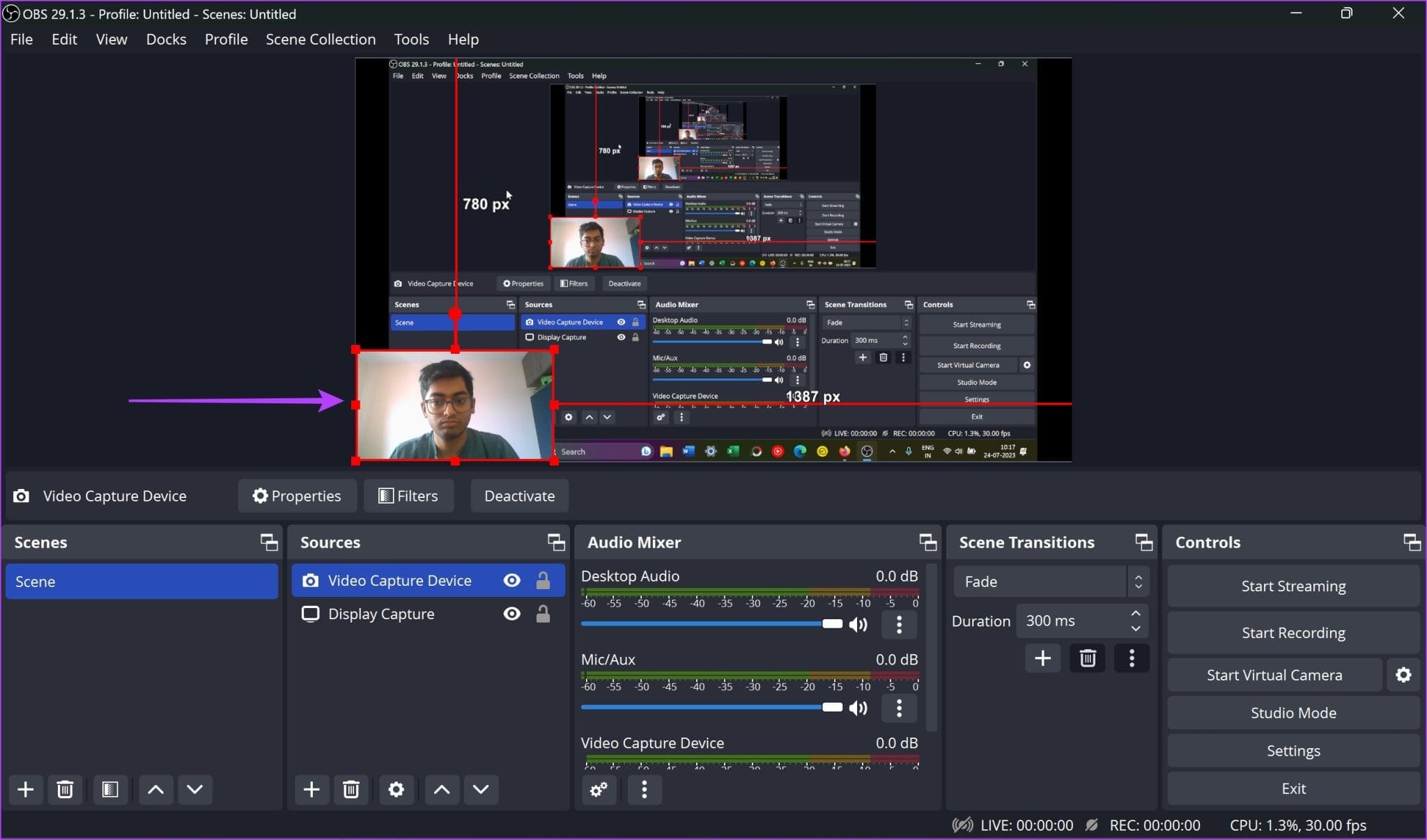 Resize-Camera-2048x1206-1 كيفية إعداد الكاميرا الافتراضية OBS  على نظامي التشغيل Windows و Mac
