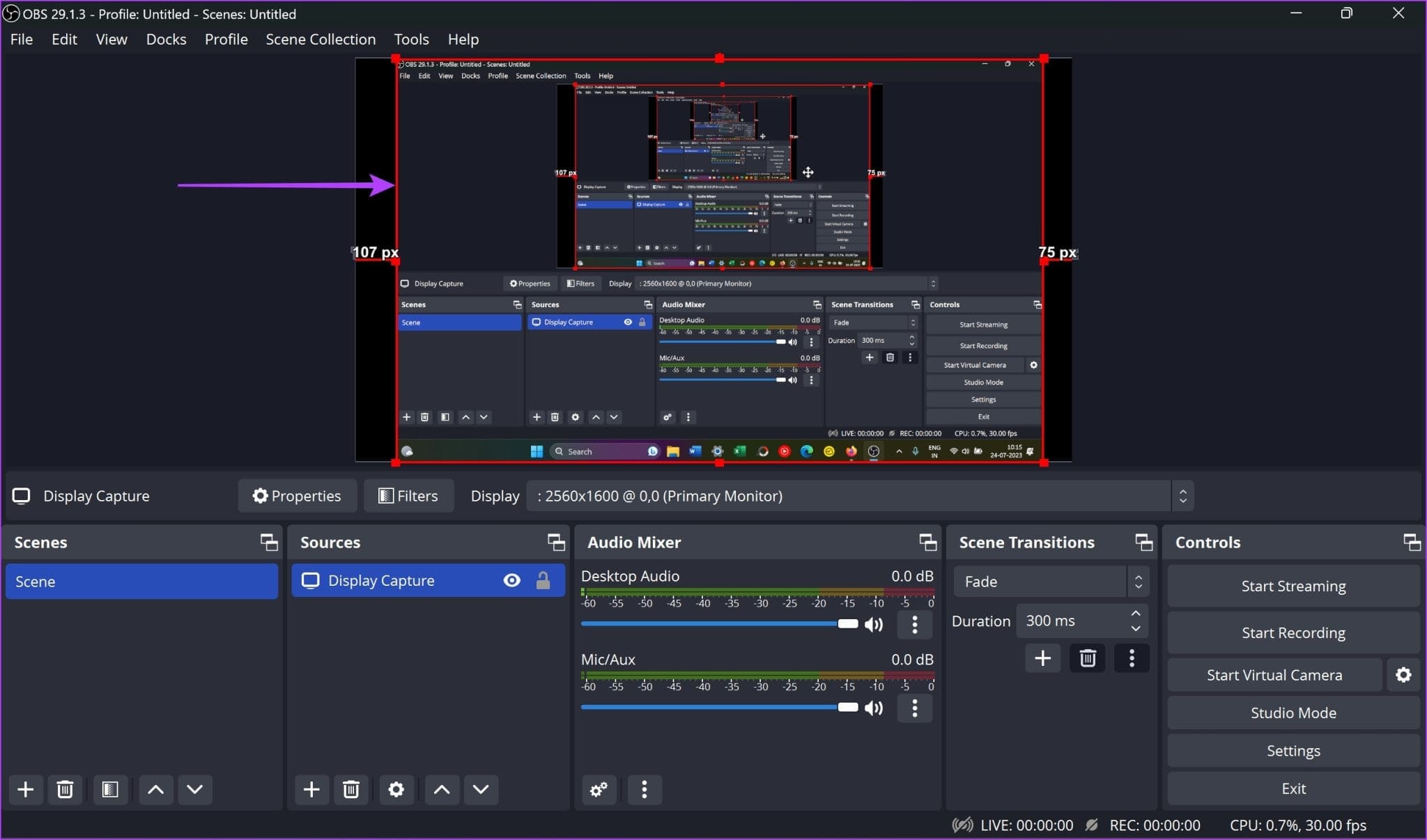 Resize-Window-2048x1206-1 كيفية إعداد الكاميرا الافتراضية OBS  على نظامي التشغيل Windows و Mac