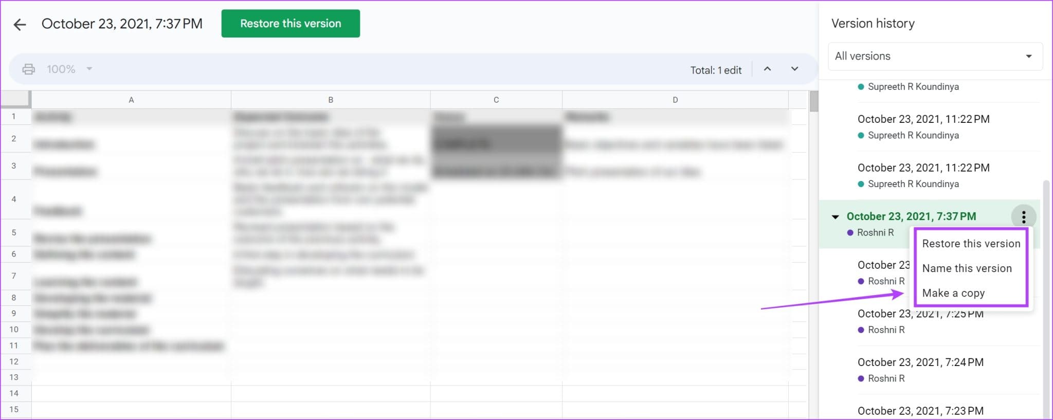 Restore-Version-2048x817-1 كيف ترى سجل التحرير في Google Sheets وماذا تفعل إذا لم تتمكن من ذلك