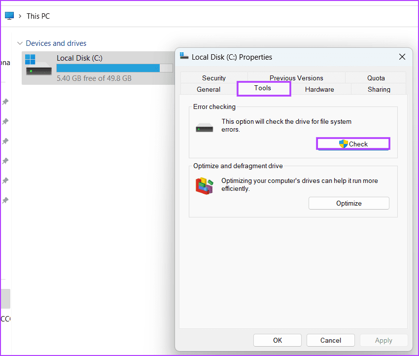 Run-Chkdsk-Scan-2 أفضل 7 طرق لإصلاح خطأ "لا يمكن إنشاء نقطة استعادة 0x80042306" في Windows
