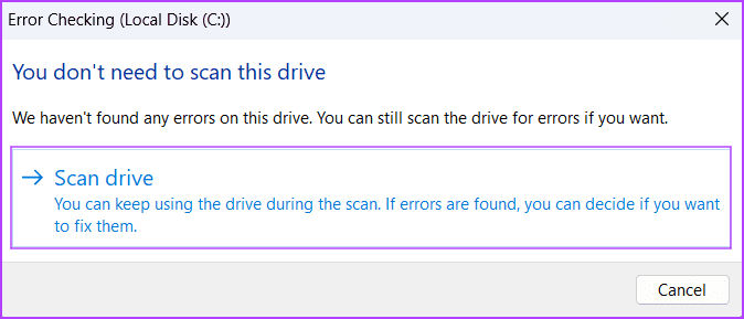 Run-Chkdsk-Scan-3 أفضل 7 طرق لإصلاح خطأ "لا يمكن إنشاء نقطة استعادة 0x80042306" في Windows
