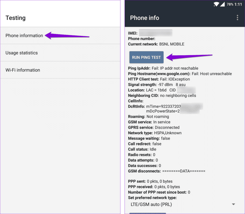 Run-Ping-Test-on-Android أهم 7 إصلاحات لخطأ "مشكلة في الاتصال أو رمز MMI غير صالح" على Android