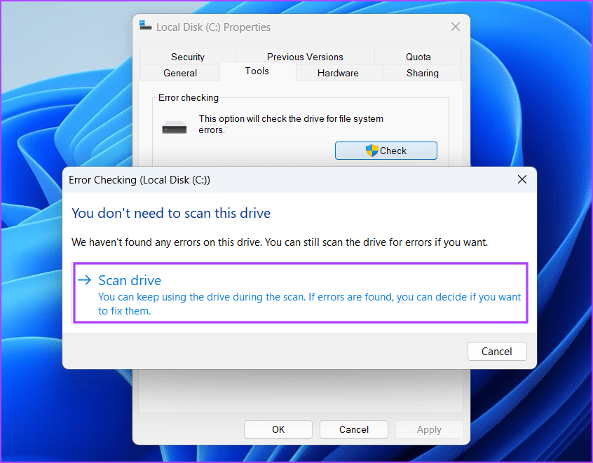 Run-a-Check-Disk-Scan-4 أفضل 8 طرق لإصلاح خطأ "استعادة النظام لم تكتمل بنجاح" على Windows