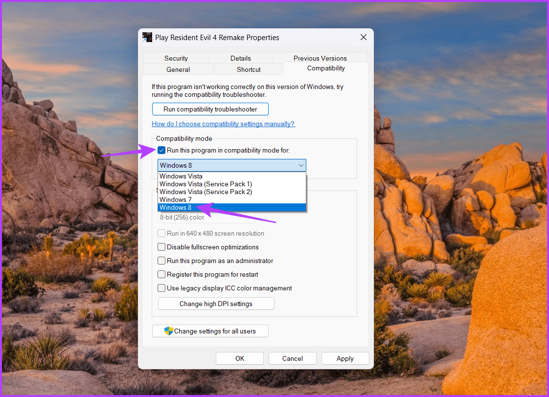 Run-this-program-in-compatibility-mode-for-1 أفضل 6 طرق لإصلاح عدم فتح الألعاب في وضع ملء الشاشة على Windows 11