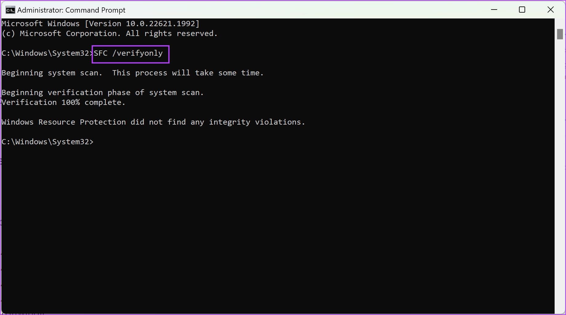 SFC-Verify-Only كيفية استخدام SFC Scannow لإصلاح ملفات نظام Windows