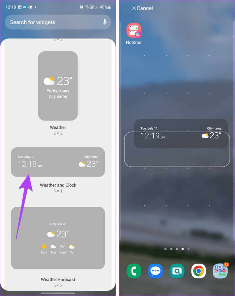 Samsung-Add-Widget-Weather-1219x1536-1 كيفية إضافة التاريخ والوقت والطقس إلى الشاشة الرئيسية