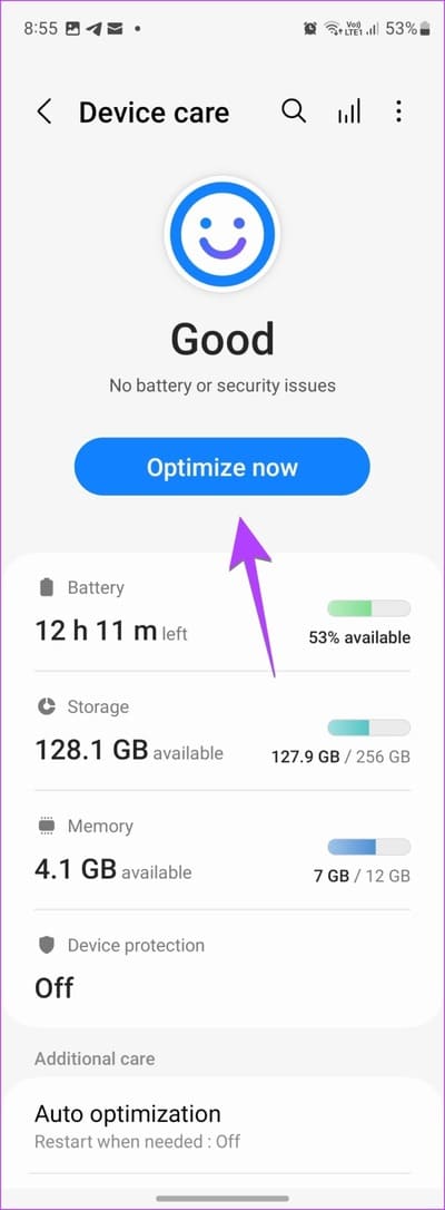 Samsung-Device-Care-Optimize 4 طرق لمسح ذاكرة التخزين المؤقت في هواتف Samsung Galaxy