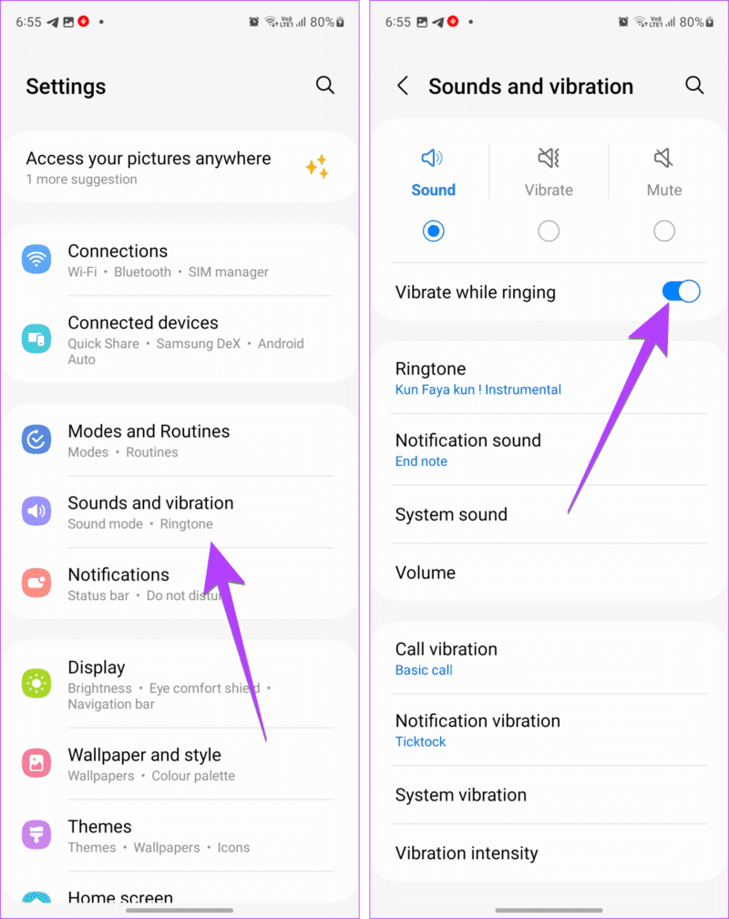 Samsung-Enable-Vibrate-While-Ringing-1219x1536-1 كيفية جعل هاتفك Android يهتز