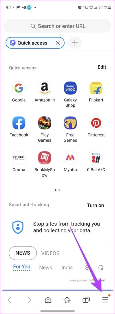 Samsung-Internet-Menu 4 طرق لمسح ذاكرة التخزين المؤقت في هواتف Samsung Galaxy