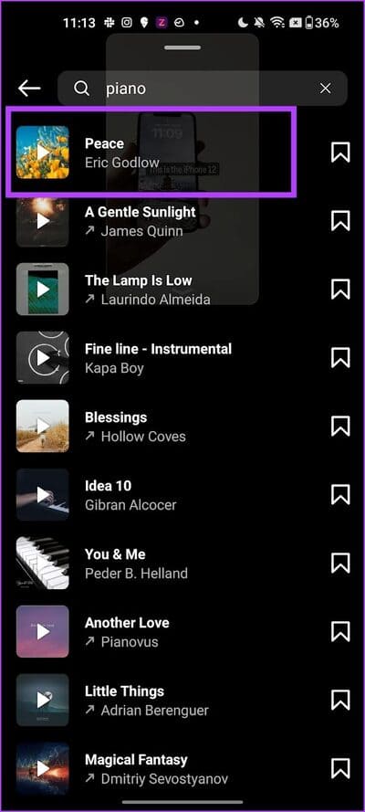 Select-Music-1 كيفية تحرير Reels باستخدام محرر Instagram المدمج
