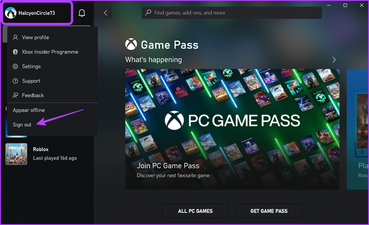 Sign-out-1 أهم 7 إصلاحات لتطبيق Xbox لظهور خطأ "looks like you're stranded" على Windows 11