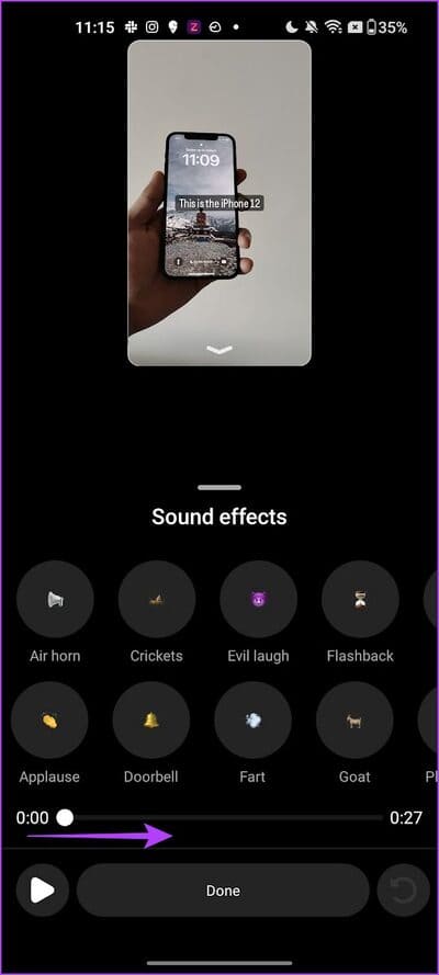Sound-Effects كيفية تحرير Reels باستخدام محرر Instagram المدمج