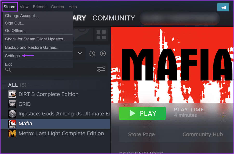 Steam-app-settings-1 أفضل 7 طرق لإصلاح خطأ "توقف Steam عند التحقق من التثبيت" في Windows