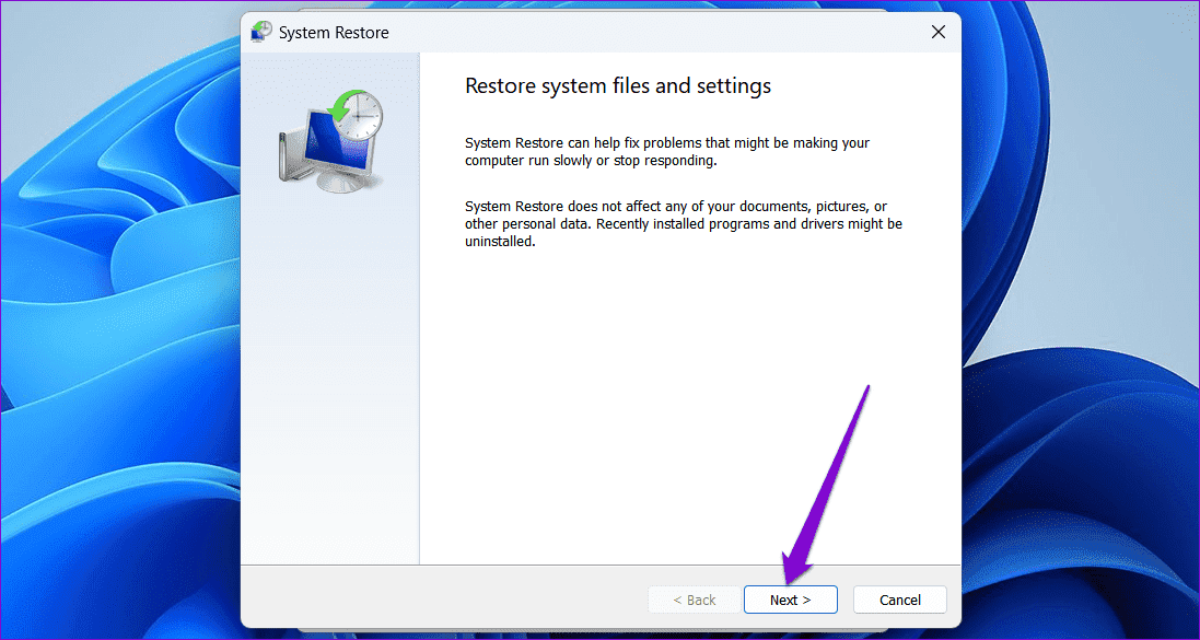System-Restore-in-Windows-11 أفضل 7 طرق لإصلاح تعذر تثبيت برامج التشغيل على Windows 11