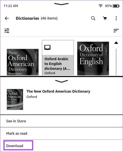 Tap-on-Download-4-e1688665899407 كيفية استخدام القاموس في أي جهاز Kindle: دليل شامل