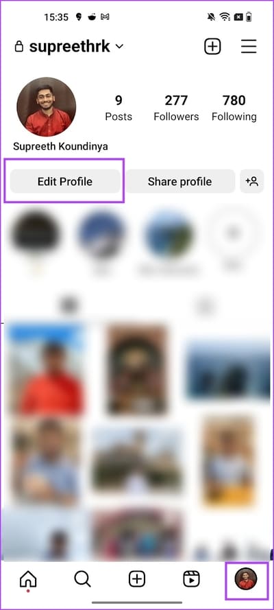 Tap-on-Edit-Profile كيفية إضافة ضمائر إلى ملفك الشخصي على Instagram