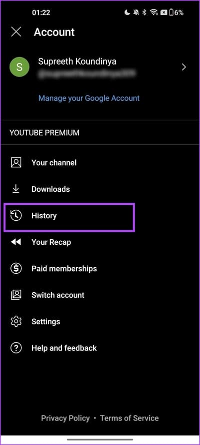 Tap-on-History كيفية عرض وحذف سجل YouTube Music