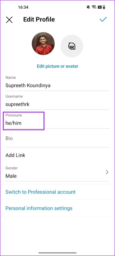 Tap-on-Pronouns-1 كيفية إضافة ضمائر إلى ملفك الشخصي على Instagram