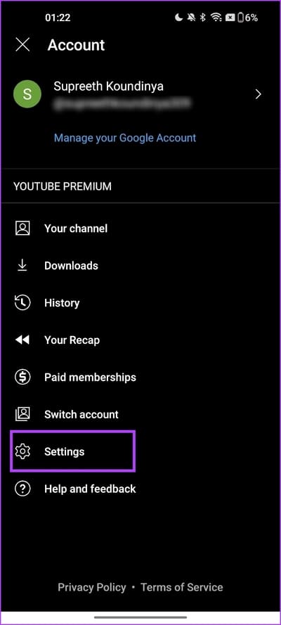 Tap-on-Settings-20 كيفية عرض وحذف سجل YouTube Music