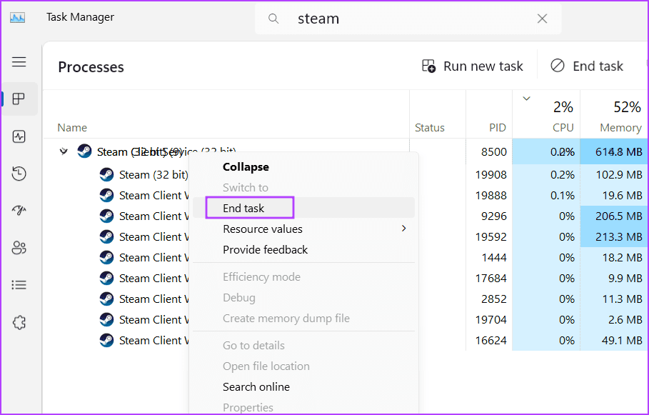 Terminate-and-Restart-Steam-App-2 أفضل 7 طرق لإصلاح خطأ "توقف Steam عند التحقق من التثبيت" في Windows