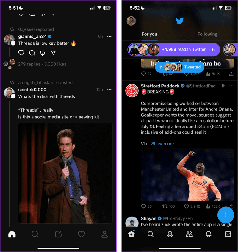 Threads-vs.-Twitter-User-Interface Twitter مقابل Threads من Instagram: ما هي الاختلافات