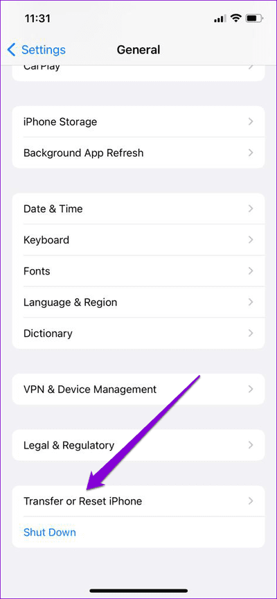 Transfer-or-Reset-iPhone-3-1 أفضل 6 إصلاحات لعدم عمل الأتمتة في تطبيق Shortcuts على iPhone