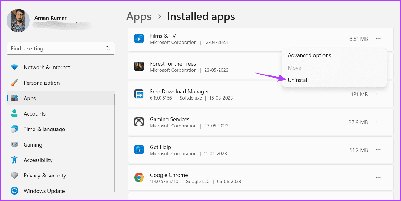 Uninstall-1 أفضل 5 طرق لإصلاح أخطاء نظام الملفات على Windows 11