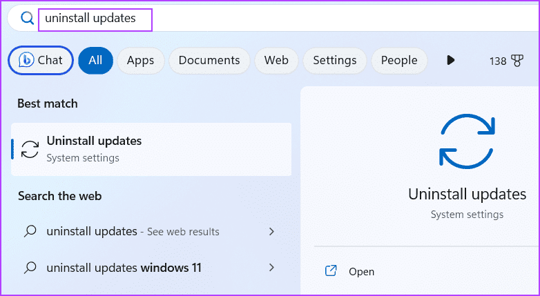 Uninstall-updates أفضل 8 طرق لإصلاح خطأ "استعادة النظام لم تكتمل بنجاح" على Windows
