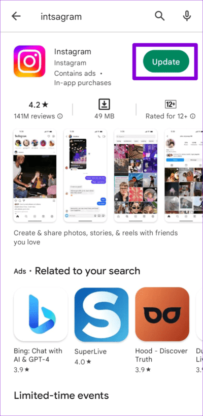 Update-the-Instagram-App-750x1536-1 أفضل 5 طرق لإصلاح حظر رسائل Instagram على Android و iPhone