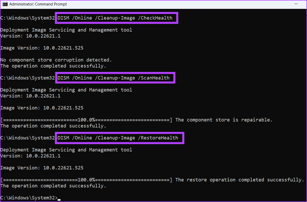 Use-SFC-and-DISM-4 أفضل 7 طرق لإصلاح خطأ "لا يمكن إنشاء نقطة استعادة 0x80042306" في Windows