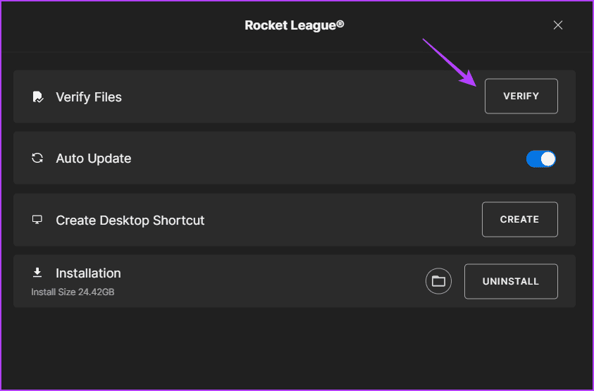 Verify أفضل 5 طرق لإصلاح عدم بدء تشغيل Rocket League في Windows 11