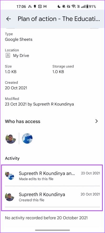 Version-History-Google-Sheets-Mobile كيف ترى سجل التحرير في Google Sheets وماذا تفعل إذا لم تتمكن من ذلك