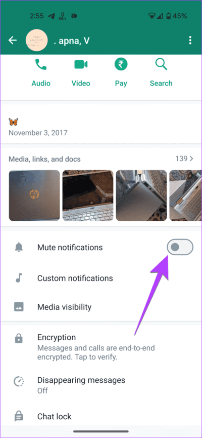 WhatsApp-Chat-Mute-Android-710x1536-1 3 طرق لإيقاف تلقي رسائل WhatsApp دون حظر
