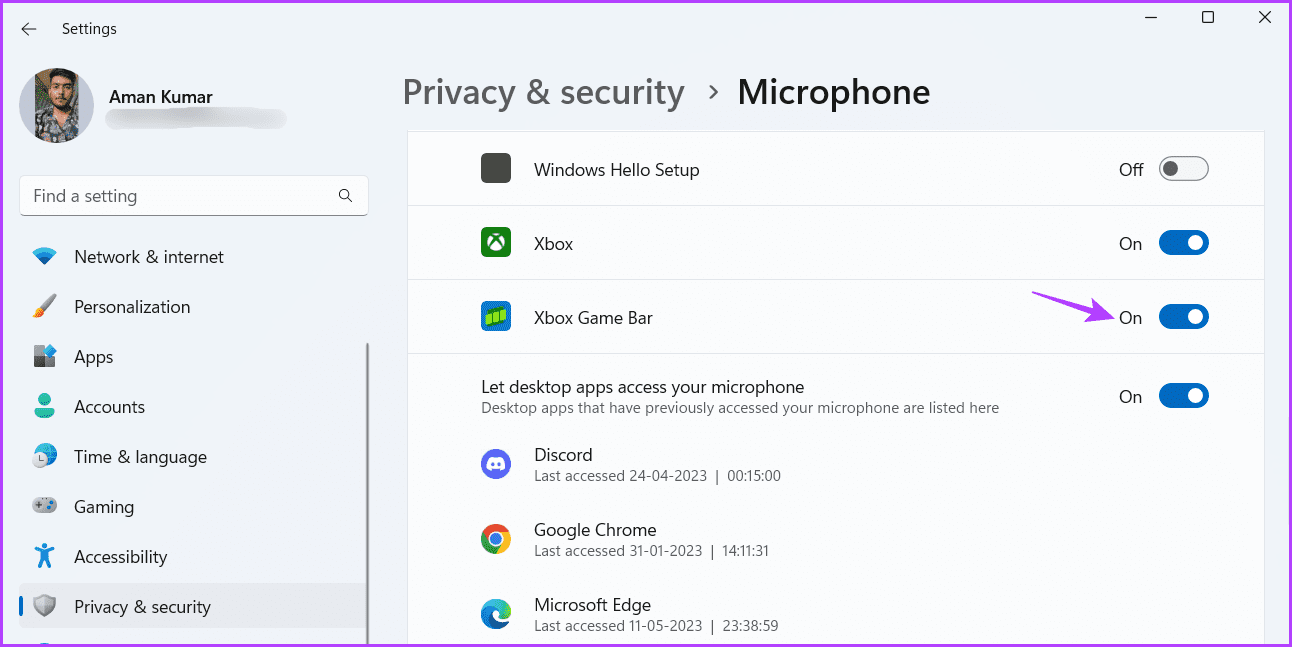 Xbox-Game-Bar-toggle أفضل 5 طرق لإصلاح عدم عمل الميكروفون في Xbox Game Bar على Windows 11