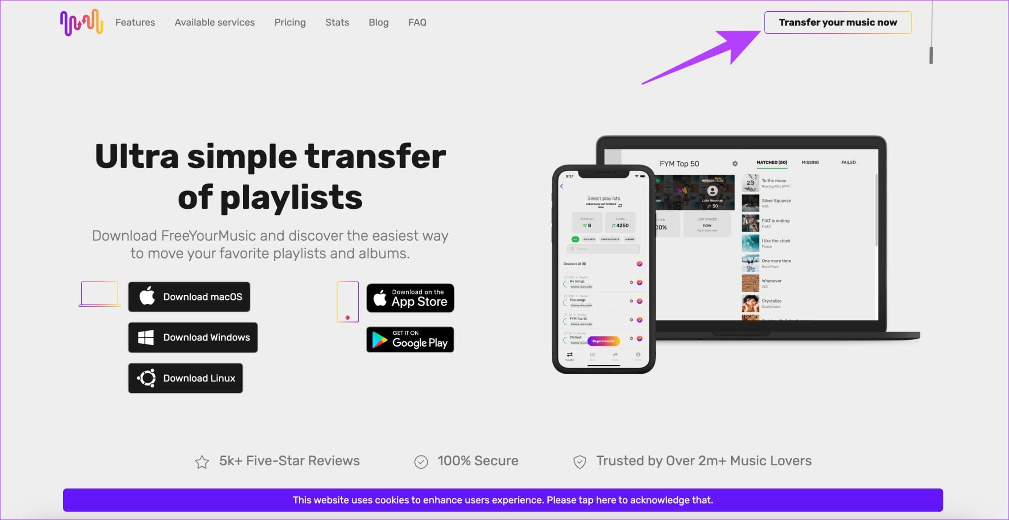 YTM-Transfer-FYM-1-2048x1056-1 3 طرق مجانية لنقل قوائم التشغيل من YouTube Music إلى Apple Music