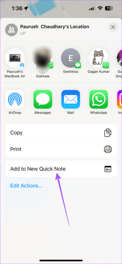 add-live-location-to-quick-note-iphone-maps-app-711x1536-1 كيفية مشاركة الموقع المباشر باستخدام Apple Maps على iPhone و iPad و Mac