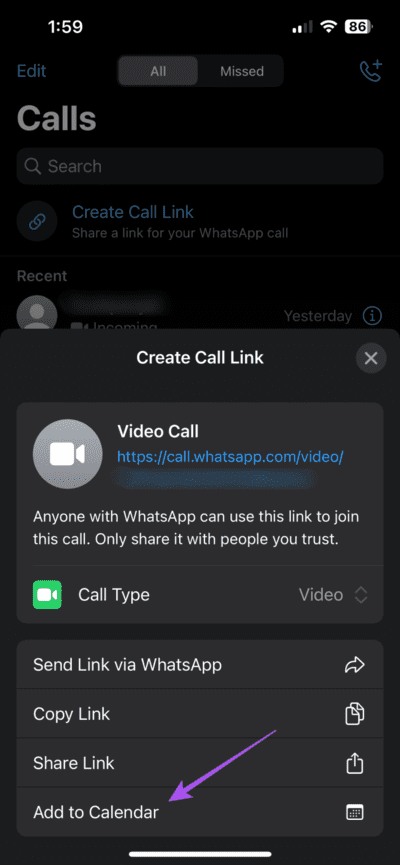 add-whatsapp-video-call-to-calendar-iphone-710x1536-1 كيفية جدولة مكالمات WhatsApp في تطبيق Calendar على iPhone