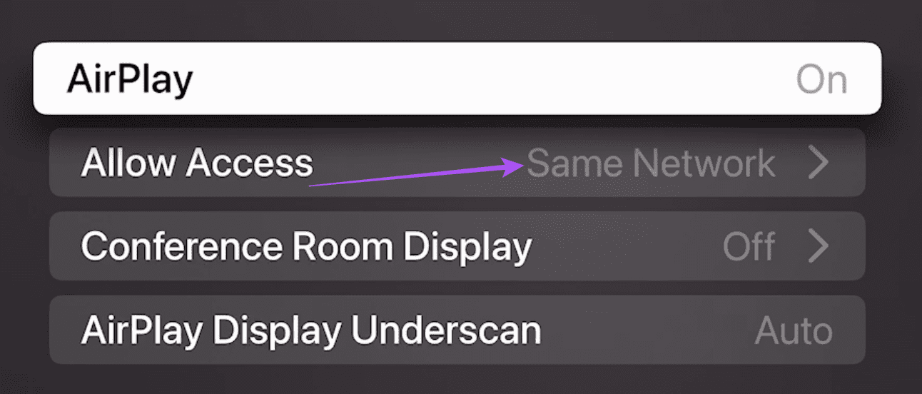 allow-access-airplay-settings-apple-tv أفضل 6 إصلاحات لعدم عمل AirPlay على Apple TV