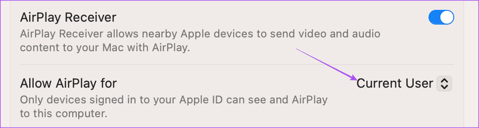 allow-airplay-for-settings-mac أفضل 6 إصلاحات لعدم عمل AirPlay على Apple TV