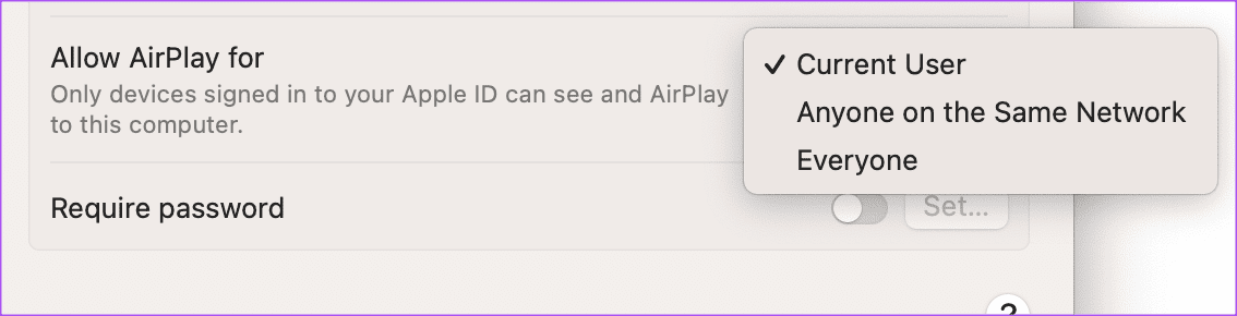 allow-airplay-settings-mac أفضل 6 إصلاحات لعدم عمل AirPlay على Apple TV