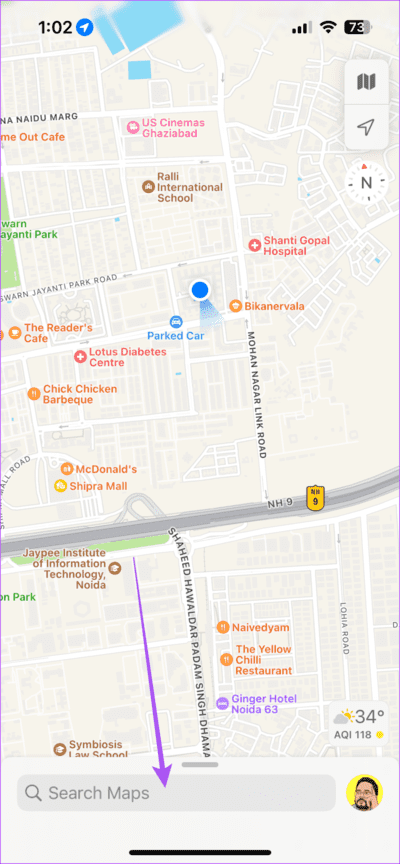 bottom-menu-maps-app-iphone-711x1536-1 كيفية مشاركة الموقع المباشر باستخدام Apple Maps على iPhone و iPad و Mac