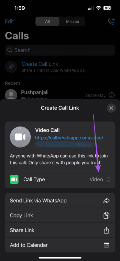 call-type-call-link-whatsapp-iphone-710x1536-1 كيفية جدولة مكالمات WhatsApp في تطبيق Calendar على iPhone