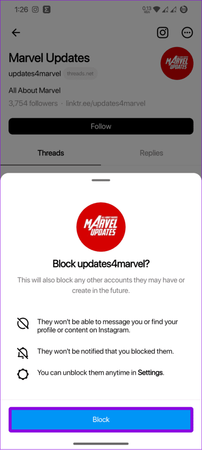 choose-Block-to-confirm-1 كيفية كتم صوت شخص ما أو حظره في Threads